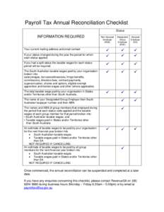 Payroll Tax Annual Reconciliation Checklist