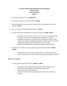 Agenda/Panels for CO-OP FACA Meeting