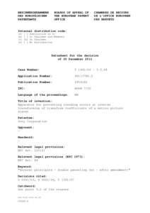 Amendments under the European Patent Convention / Appeal procedure before the European Patent Office / Divisional patent application / G 1/05 and G 1/06 / Grant procedure before the European Patent Office / Thought / Creativity / JPEG / European Patent Organisation / Double patenting / Discrete cosine transform