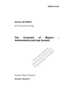 SPEECH[removed]Günther OETTINGER EU Commissioner for Energy  The