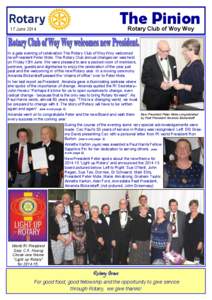 The Pinion Rotary Club of Woy Woy 17 June[removed]In a gala evening of celebration The Rotary Club of Woy Woy welcomed