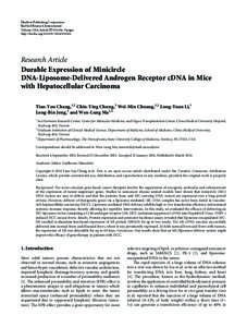 Durable Expression of Minicircle DNA-Liposome-Delivered Androgen Receptor cDNA in Mice with Hepatocellular Carcinoma