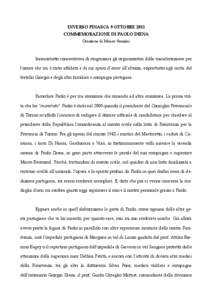 INVERSO PINASCA 9 OTTOBRE 2011 COMMEMORAZIONE DI PAOLO DIENA Orazione di Mauro Sonzini