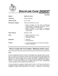 DISCIPLINE CASE DIGEST Case[removed]Member: Robert Cecil Arthur