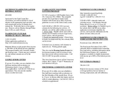 Real property law / United States housing bubble / Washington State Bar Association / Law / Real estate / Economics / Texas RioGrande Legal Aid / City Bar Justice Center / Legal aid / Foreclosure / Mortgage