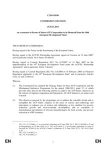 C[removed]COMMISSION DECISION of[removed]on a measure in favour of Intra-ACP Cooperation to be financed from the 10th European Development Fund