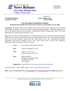 Vice Chair Michelle Steel: Free San Diego Food Industry Seminar