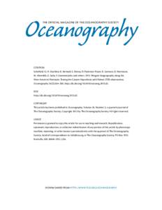 Oceanography THE OFFICIAL MAGAZINE OF THE OCEANOGRAPHY SOCIETY CITATION Schofield, O., H. Ducklow, K. Bernard, S. Doney, D. Patterson-Fraser, K. Gorman, D. Martinson, M. Meredith, G. Saba, S. Stammerjohn, and others. 201