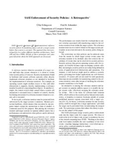 SASI Enforcement of Security Policies: A Retrospective∗ ´ Ulfar Erlingsson  Fred B. Schneider