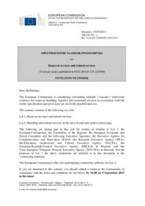 EUROPEAN COMMISSION OFFICE FOR INFRASTRUCTURE AND LOGISTICS IN BRUSSELS OIB.DR.2 – Finance and Public Procurement The Head of Unit  Brussels, [removed]