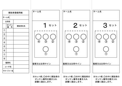 競技者登録・オーダー票