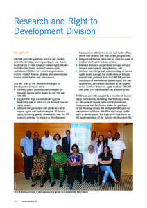 Research and Right to Development Division Background OHCHR provides guidance, advice and applied research, develops learning packages and shares expertise on a wide range of human rights themes