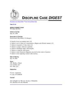 Discipline Case Digest Index  Law Society Home Page Case[removed]GERALD ERNEST DOAK