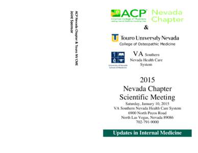ACP Nevada Chapter & Touro NV CME  Joint Sponsor & College of Osteopathic Medicine