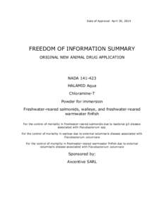 Date of Approval: April 30, 2014  FREEDOM OF INFORMATION SUMMARY ORIGINAL NEW ANIMAL DRUG APPLICATION  NADA[removed]