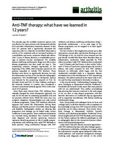 Kalden Arthritis Research & Therapy 2011, 13(Suppl 1):S1 http://arthritis-research.com/content/13/S1/S1 INTRODUCTION  Anti-TNF therapy: what have we learned in