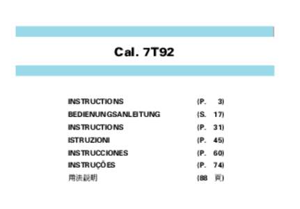 Cal. 7T92  INSTRUCTIONS (P.