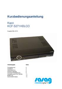 Kurzbedienungsanleitung Kaon KCF-S271HDLCO S271HDLCO Ausgabe März 2010