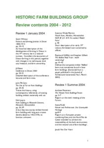 HISTORIC FARM BUILDINGS GROUP Review contentsReview 1 January 2004 Sarah Wilmot Farmers and farming practice in Devon