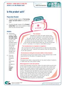 SECTION 4:   KNOW WHAT TO LOOK FOR ACTIVITY 4: IS THIS PRODUCT SAFE? Education ACE Consumer