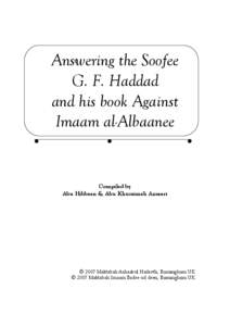 Answering the Soofee G. F. Haddad and his book Against Imaam al-Albaanee  Compiled by