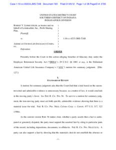 Case 1:10-cvJMS-TAB Document 165  FiledPage 1 of 26 PageID #: 2726 UNITED STATES DISTRICT COURT SOUTHERN DISTRICT OF INDIANA