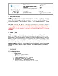 Practice Guideline:  Cerumen Management PRIMARY CARE PRACTICE GUIDELINES