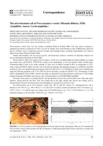 The advertisement call of Proceratophrys renalis (Miranda-Ribeiro, Amphibia: Anura: Cycloramphidae)