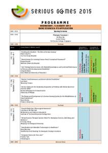     Serious G mes 2015 PROGRAMME