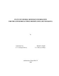 Status of Mineral Resource Information For the Lower Brule Indian Reservation, South Dakota