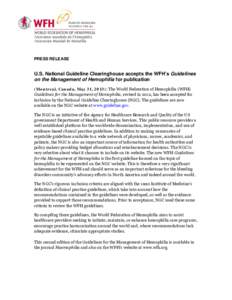 Anatomy / Von Willebrand disease / National Guideline Clearinghouse / Bleeding / Medical guideline / Coagulopathy / World Federation of Hemophilia / Coagulation / Blood / Medicine / Health / Haemophilia