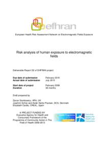European Health Risk Assessment Network on Electromagnetic Fields Exposure  Risk analysis of human exposure to electromagnetic fields  Deliverable Report D2 of EHFRAN project