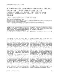 [Palaeontology, Vol. 49, Part 4, 2006, pp. 817–826]  MYGALOMORPH SPIDERS (ARANEAE: DIPLURIDAE)