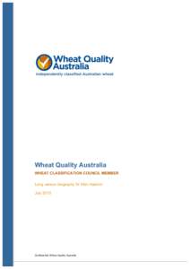    Wheat Quality Australia WHEAT CLASSIFICATION COUNCIL MEMBER Long version biography Dr Irfan Hashmi July 2013