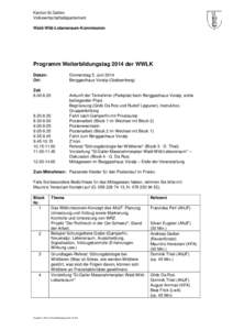 Kanton St.Gallen Volkswirtschaftsdepartement Wald-Wild-Lebensraum-Kommission Programm Weiterbildungstag 2014 der WWLK Datum: