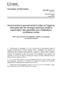 INFCIRC/754/Add.5 - Agreement between the Government of India and the International Atomic Energy Agency for the Application of Safeguards to Civilian Nuclear Facilities - French