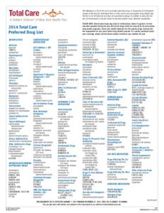 The following is a list of the most commonly prescribed drugs. It represents an abbreviated version of the drug list (formulary) that is at the core of your prescription-drug benefit plan. The list is not all-inclusive a