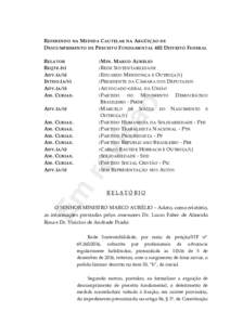 REFERENDO NA MEDIDA CAUTELAR NA ARGÜIÇÃO DE DESCUMPRIMENTO DE PRECEITO FUNDAMENTAL 402 DISTRITO FEDERAL : MIN. MARCO AURÉLIO : REDE SUSTENTABILIDADE : EDUARDO MENDONÇA E OUTRO(A/S) : PRESIDENTE DA CÂMARA DOS DEPUTA