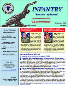 INFANTRY “Boots on the Ground” The Official Newsletter of the  U.S. Army Infantry