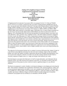 Finding Of No Significant Impact (FONSI) Supplemental Environmental Assessment for the Ni-les’tun Unit of the Bandon Marsh National Wildlife Refuge