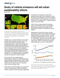 Study of vehicle emissons will aid urban sustainability efforts