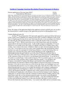 Southern Campaign American Revolution Pension Statements & Rosters Pension application of Taverner Jones S5627 Transcribed by Will Graves f21VA[removed]
