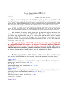 ` ` Iowa Legislative Report Iowa Bowhunters