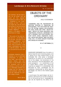 Article No. 13 Articles June 2010 Landscape & Arts Network LANDSCAPE & ARTS NETWORK