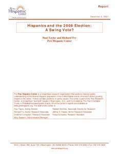 Hispanics and the 2008 Election: