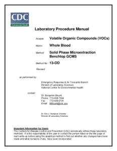 Laboratory Procedure Manual Analyte: Volatile Organic Compounds (VOCs)  Matrix: