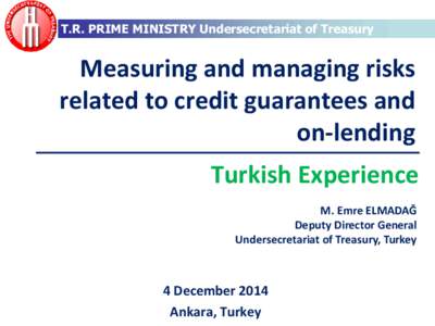 T.R. PRIME MINISTRY Undersecretariat of Treasury  Measuring and managing risks related to credit guarantees and on-lending Turkish Experience