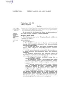 120 STAT[removed]PUBLIC LAW 109–476—JAN. 12, 2007 Public Law 109–476 109th Congress