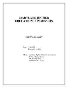 MARYLAND HIGHER EDUCATION COMMISSION MEETING BOOKLET  Time: