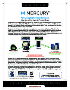 E N C R Y P T E D PAY M E N T S  P2P Encrypted Payment Terminals Integrated with the Keystroke Payment Module The Keystroke Payment Module (KeyPay) provides fast, reliable and secure handling of senstive payment card dat